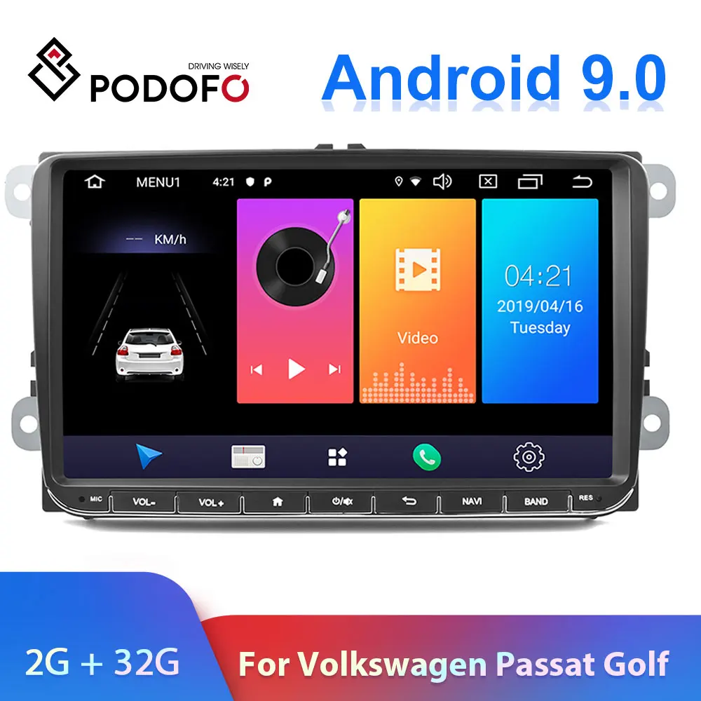 Podofo " Android 2din Автомагнитола gps навигация для VW Volkswagen SKODA GOLF 5 Golf 6 POLO PASSAT B5 B6 сиденье Jetta Автомагнитола