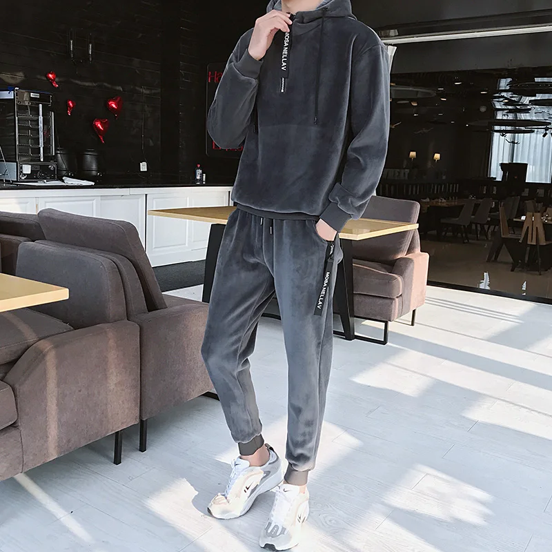 Мужской свитер с капюшоном осень-зима 2021 новый тренд спортивный костюм для