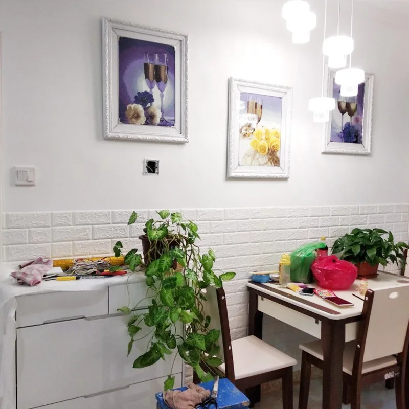 Самоклеящиеся водостойкие кирпичные обои для фона телевизора 5 шт. 3D настенная