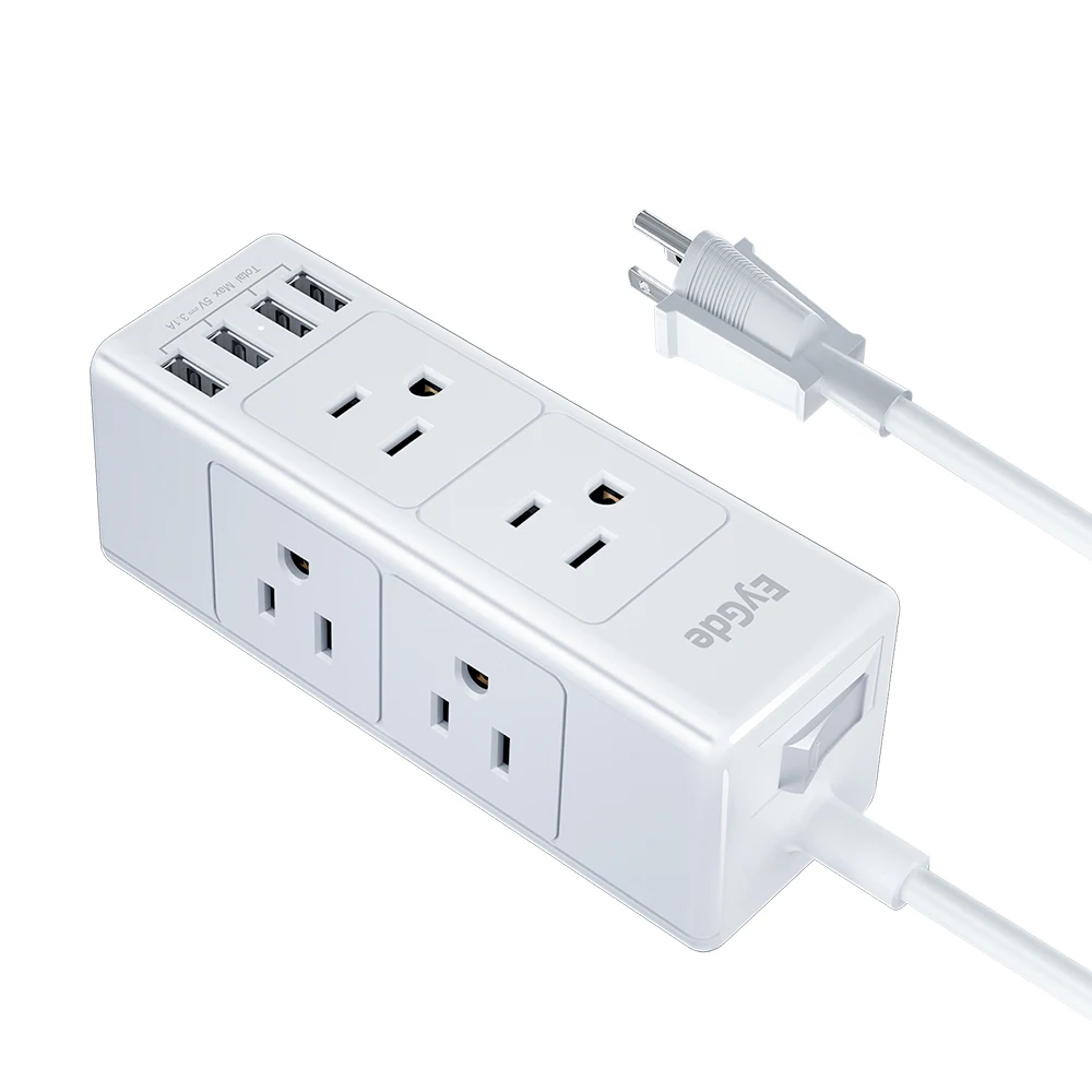 

Сетевой удлинитель с защитой от перенапряжения с USB, разветвитель розетки с 6 розетками и 4 USB-портами для зарядки, 5-футовый удлинитель