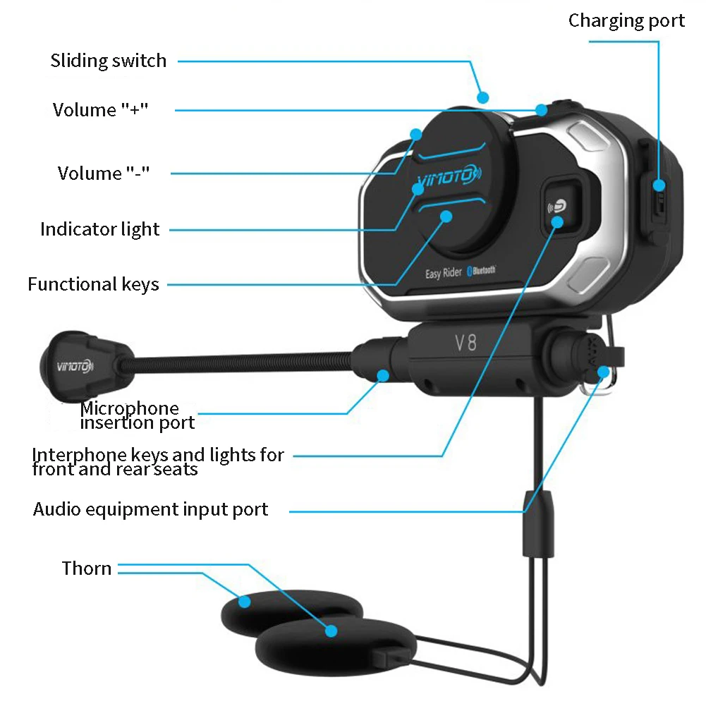 V8 водонепроницаемый легкий в эксплуатации стерео аксессуары для верховой езды