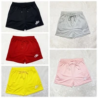 new womens casual fashion loose embroidered double pocket shorts elastic belt waist rope shorts