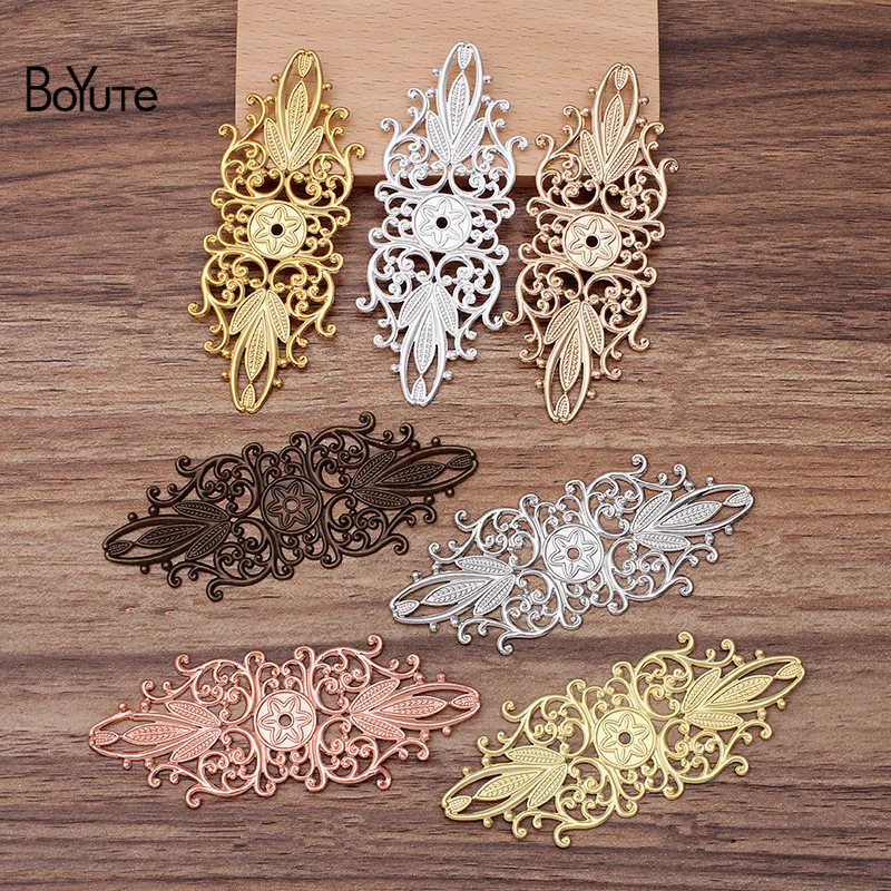 

BoYuTe (20 Pieces/Lot) 35*87MM Big Metal Brass Filigree Flower Diy Hand Made Jewelry Findings Components