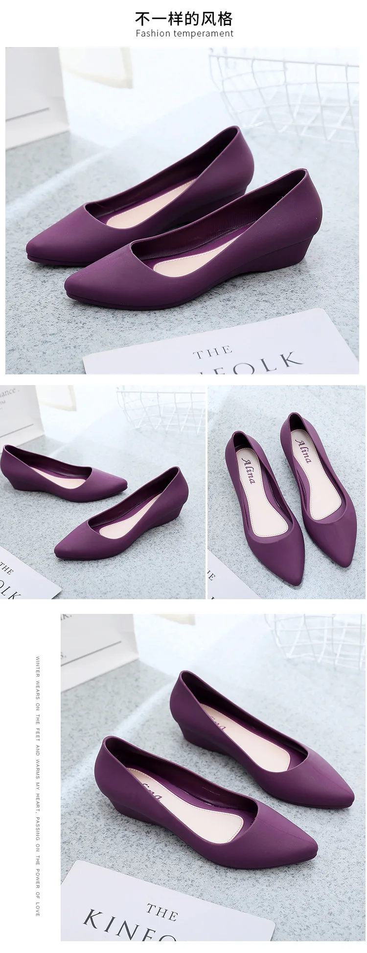 CXJYWMJL Autumn Fashion Low Heel Women Shoes Comfortable Wedge Heel Shoe Pointed Shallow Mouth Shoes Fashion Wild Female Shoe