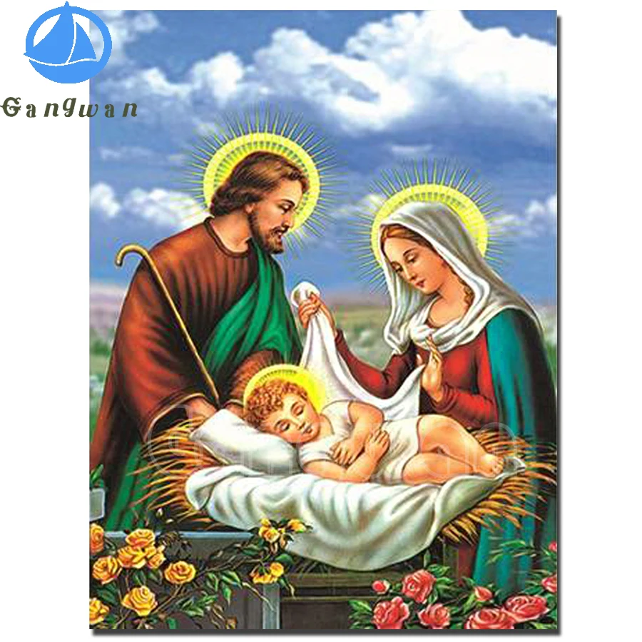 

DIY 5D Религия алмазов картина с изображением девы Марии и Иисуса ребенка камни в форме ромба Набор для рисования с круглыми камнями и полотном с вышивкой Мэри семьи полный набор алмазной мозаики