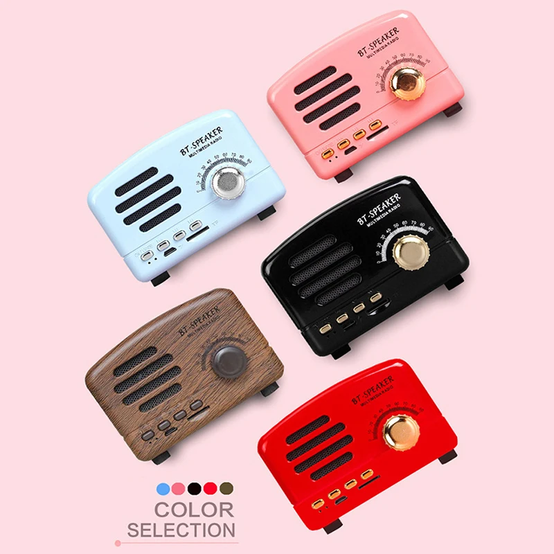 Raido Mini Speaker Radio Vintage Style Bluetooth V4.0 Support FM TF Card Wireless UY8 | Электроника