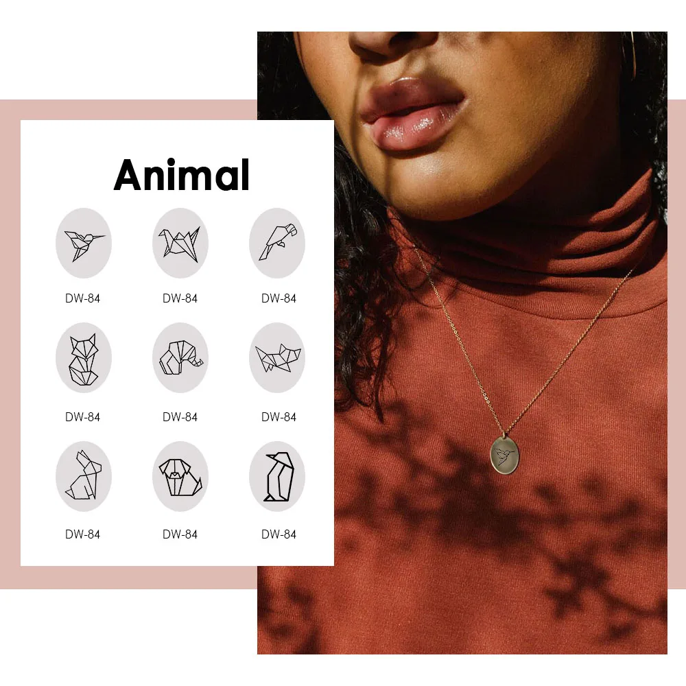 

JUJIE Stainless Steel Animal Necklace For Women Cartoon Origami Cat, Bird, Dog Pendant Necklace Minimalist Style Female Jewelry