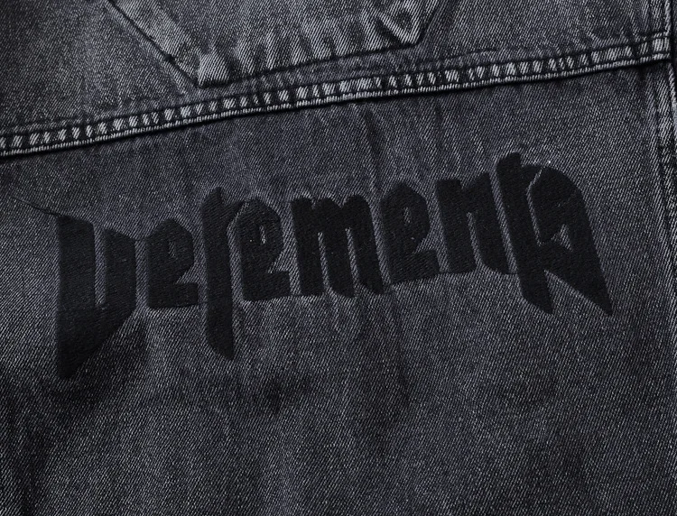 

New Denim Jacket Trend Fashion Brand Men Spring and Autumn Black Stitching Loose Drop Shoulder Denim Jacket Letter Print Jacket