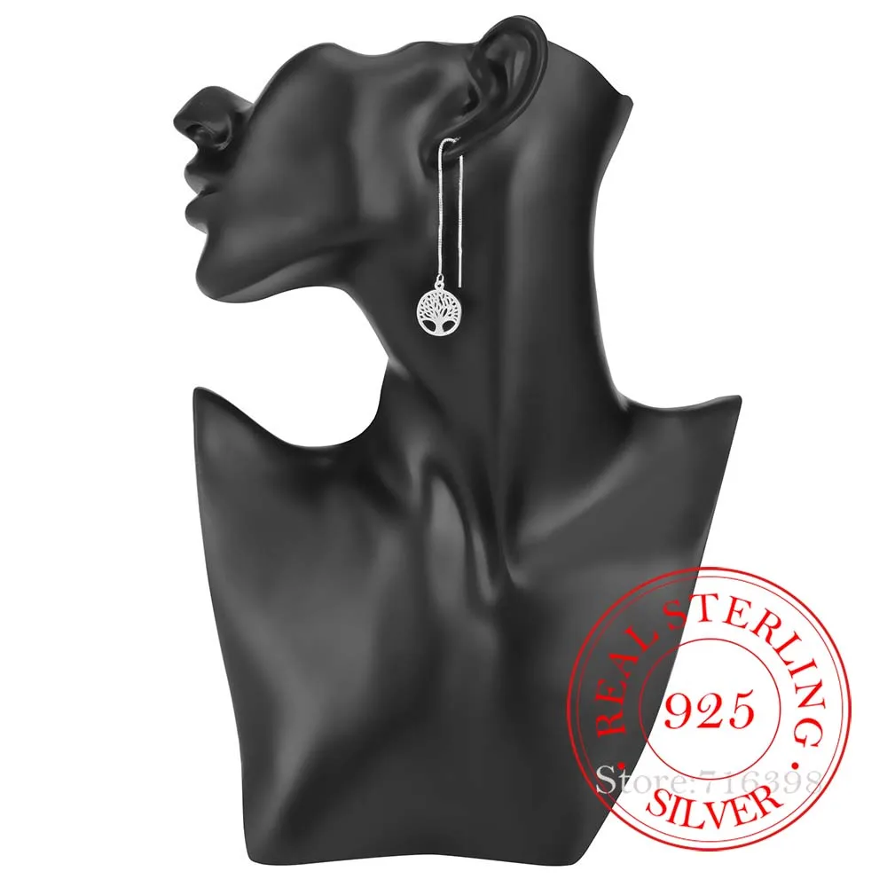 

925 Sterling Silver Earring Korean Long Tassel Vintage Tree Of Life Dangle Earrings For Women 2020 Engagement Wedding Jewelry