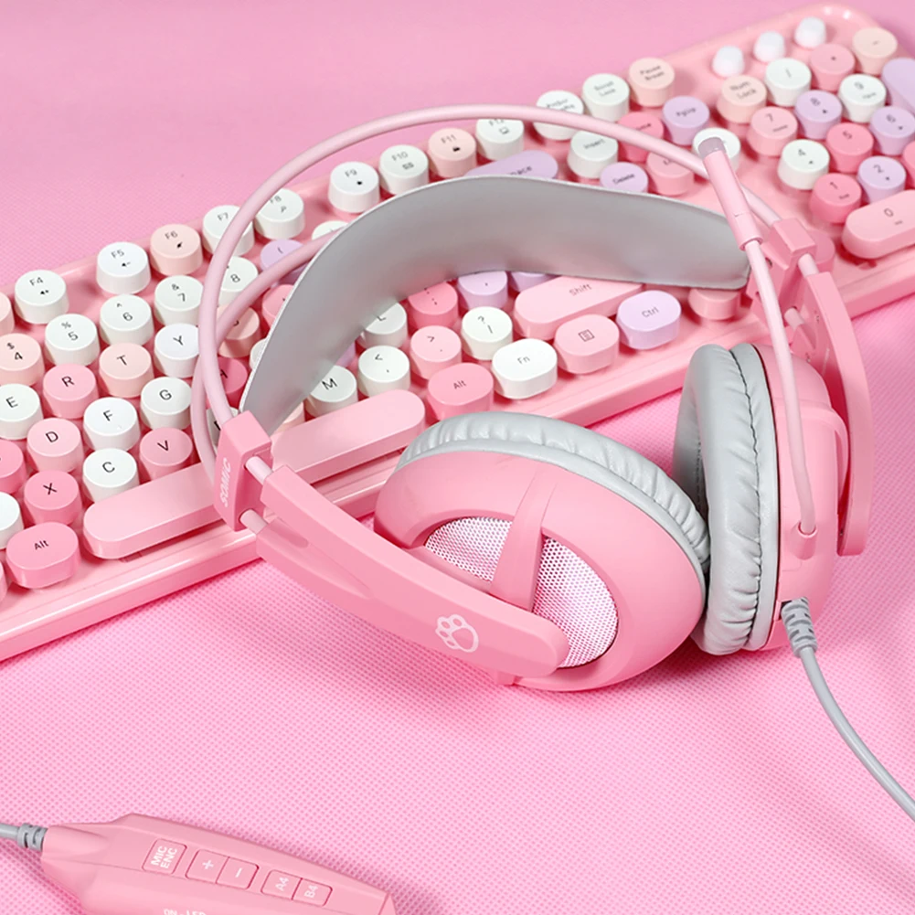 

Gaming Headphone 7.1 Surround Sound Ergonomic With Microphone LED Light Laptop Cute Over Ear Professional For PC Noise Reduction