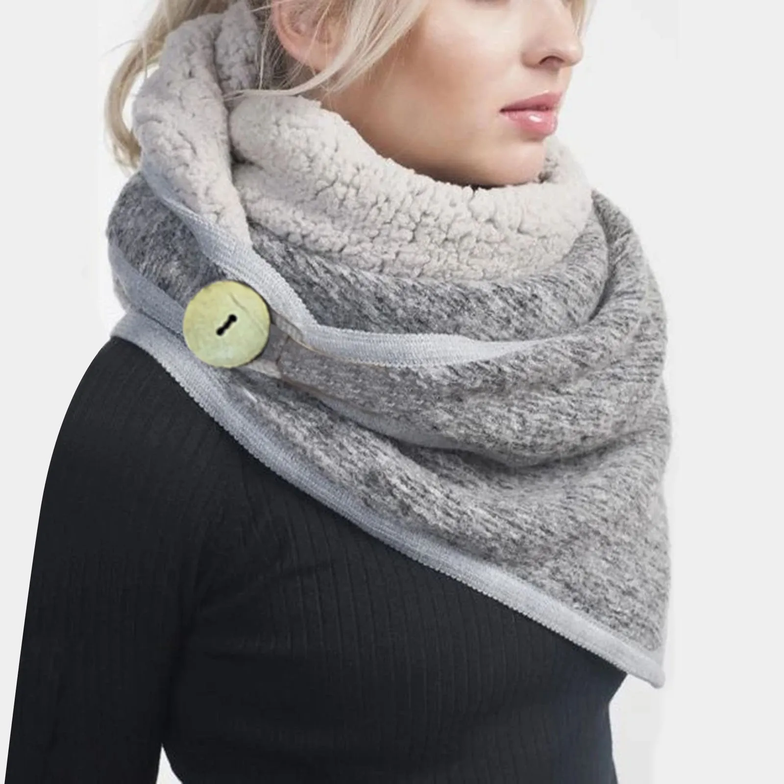 

Women Women Winter Knitting Scarf Printing Scarf Fashion Retro Multi-purpose Shawl Button Scarf Button Soft Wrap Shawls