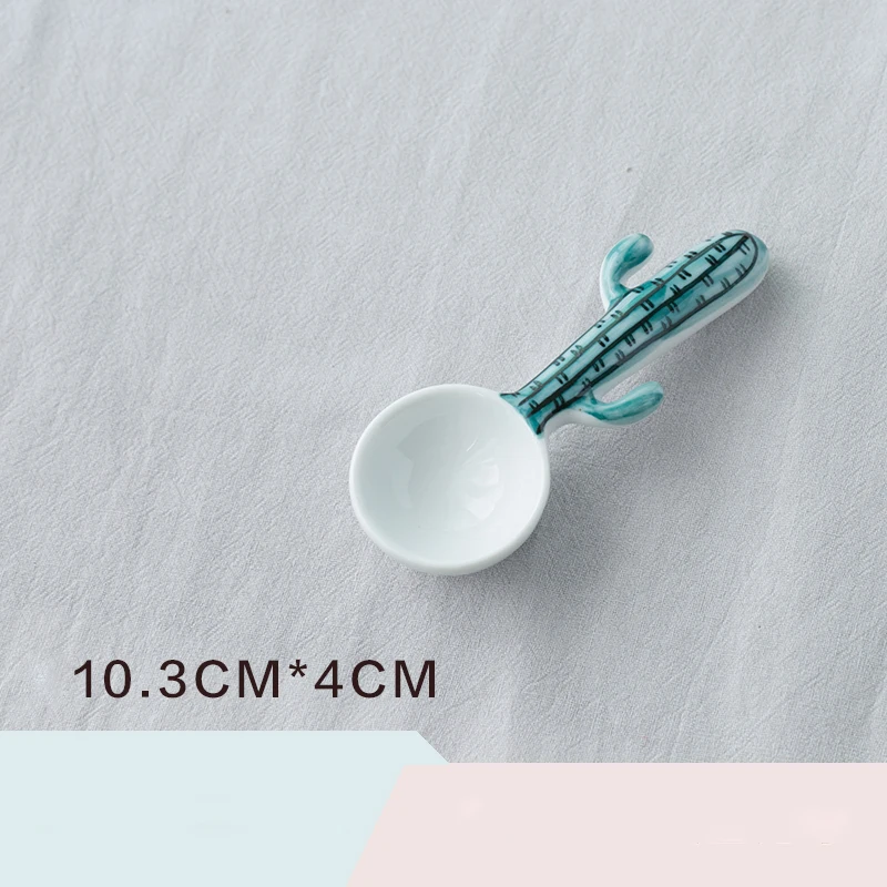 Short Spoon 3 1 шт., набор керамических ложек с милым КАКТУСОМ, ложка для кофе, молока, супа, фруктов, мороженого, десерта, чайных ложек, кухонные аксессуары, питьевые инструменты - Цвет: Short Spoon 3