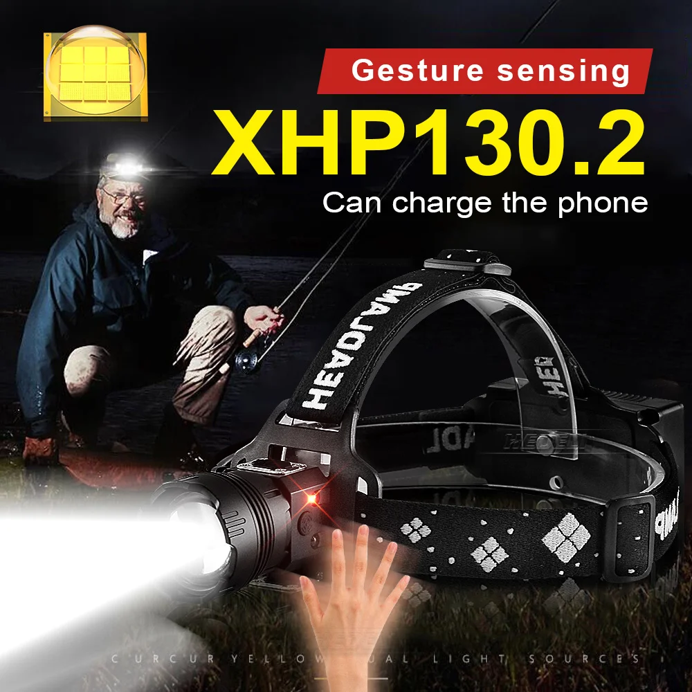 Налобный фонарь XHP160 XHP130 18650 светодиодный зарядка от USB | Лампы и освещение