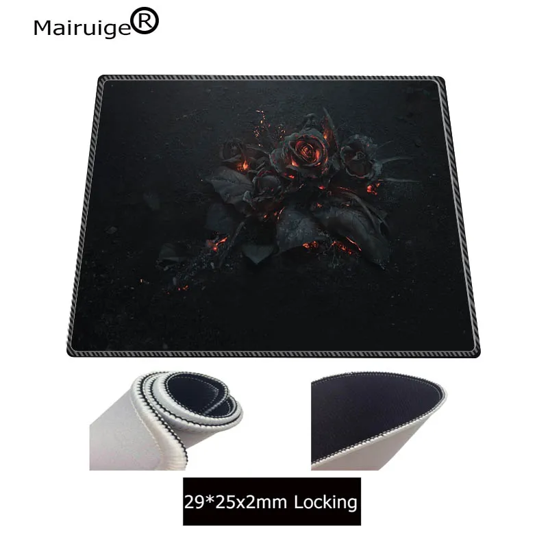 250X290X2MM Mairuige, темные цветы, огонь, большой игровой коврик, 800*300/900*400, черный, запирающий край, коврик для мыши, коврик для мыши, коврик для клавиатуры, Настольный коврик, коврики для мыши - Цвет: 250X290X2MM