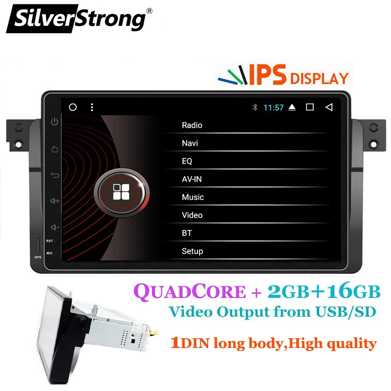 SilverStrong ips дисплей Android9'' 1DIN автомобильный радиоприемник 9 дюймов для BMW E46 M3 3