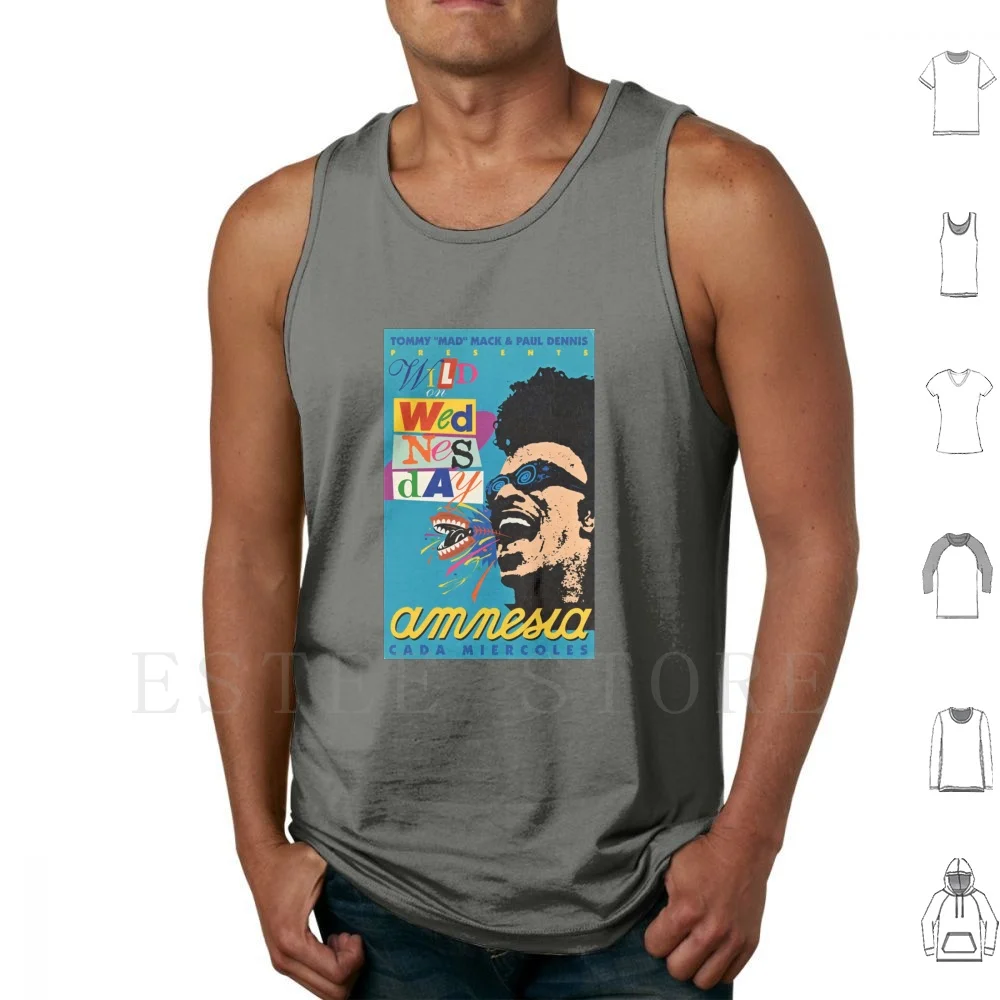 Amnesia Ibiza 1994 Tank Tops Vest Sleeveless Hardcore 90s Gabber Dj Dance Record Labels Techno Trance Rave Vinyl Old School