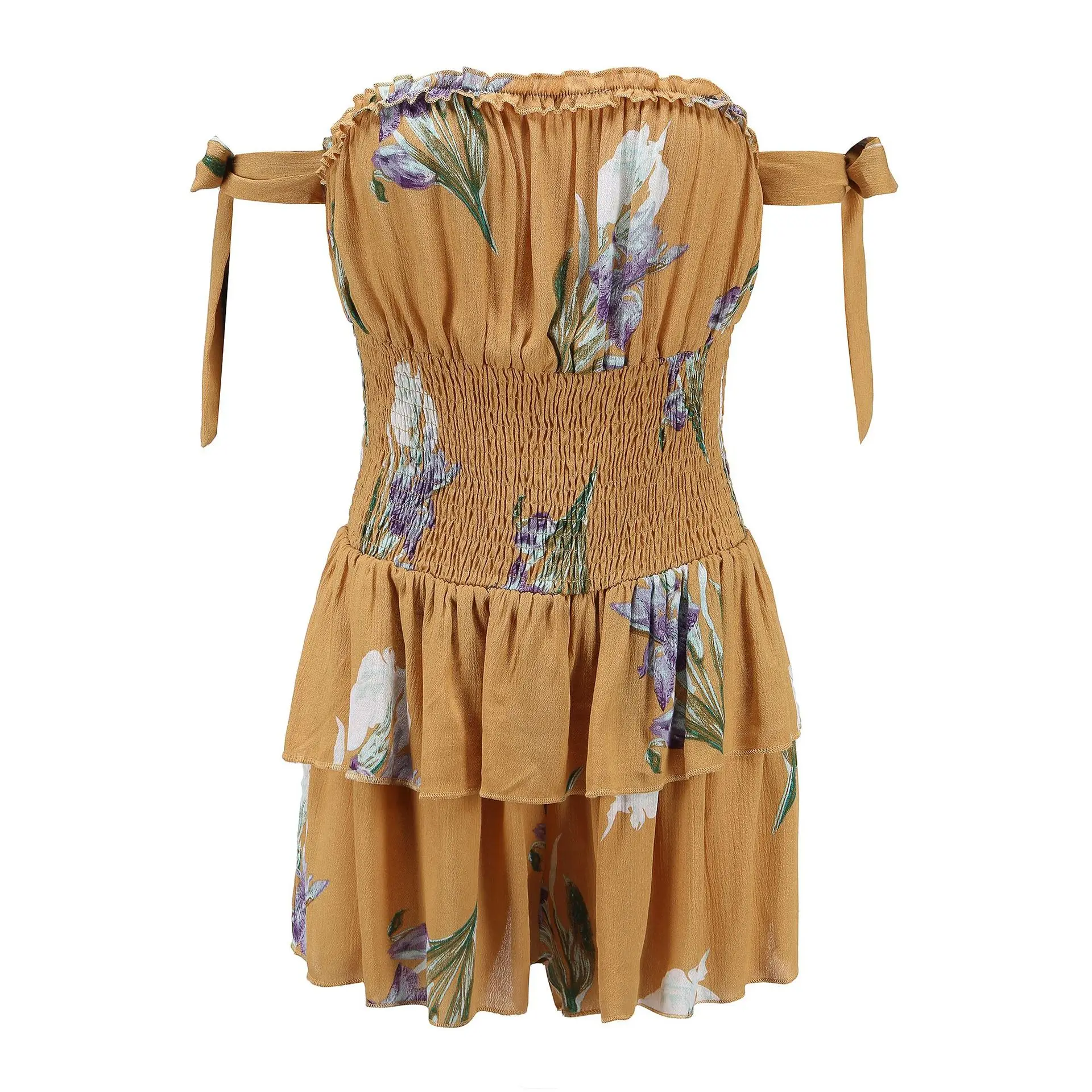 

Spring Summer Sexy Dress Leisure and Holiday Style Open Back Print One-Piece Shorts Dress Jumpsuit Fashion Ladies Summer Club