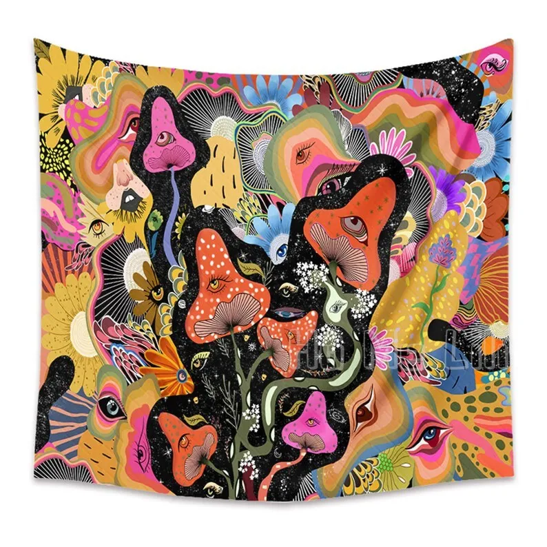 

Colorful Psychedelic Mushroom Tapestry Fantasy Forest magic Wall Art Home Decor