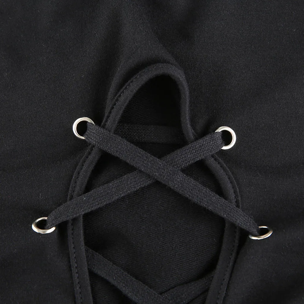 

Fashion Backless Hoodies Women Hooded Bandage Crop Tops Sweatshirt Female Ladies Autumn Winter Long Sleeve Pullovers Streetwear