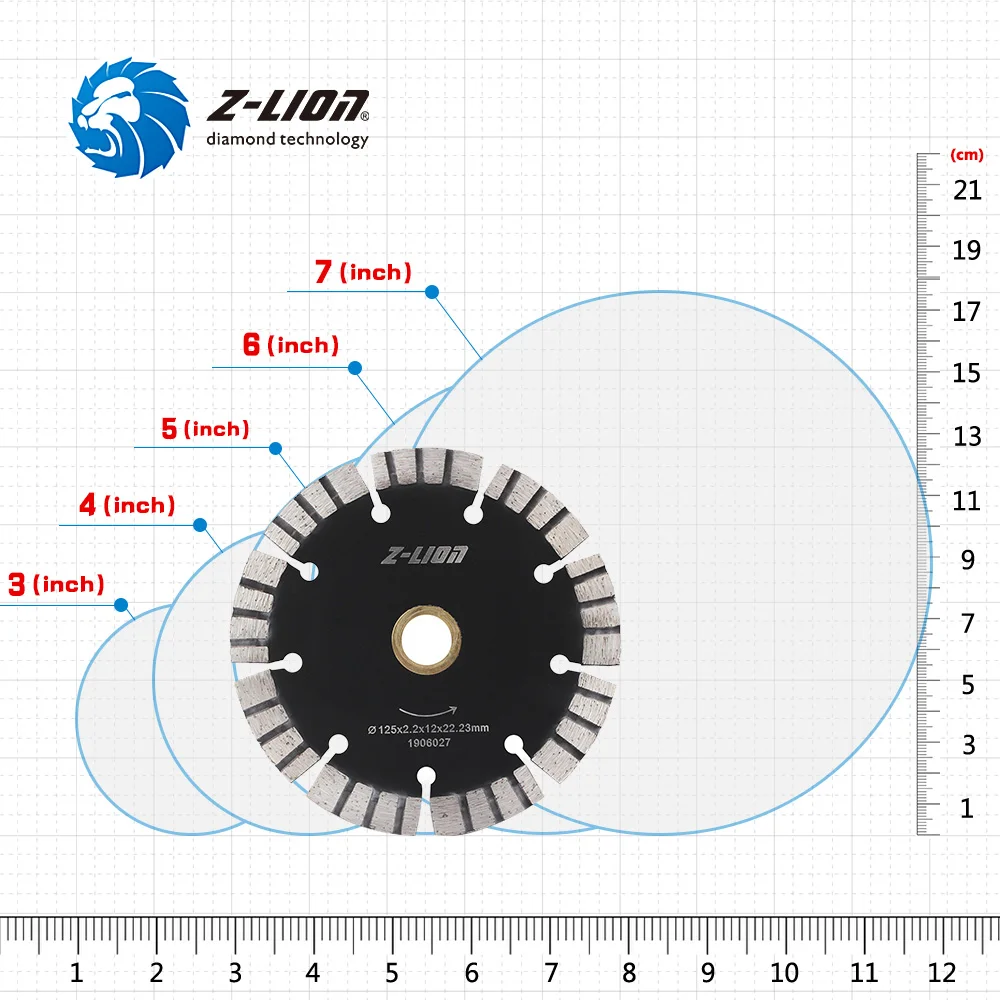 Z-LION 1pc 125mm Diamond Saw Blade Granite Concrete Sandstone Dry Cutting Disc 5&quot Segments Thickness 2.2mm Grinding Wheel |