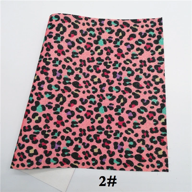 2 Glitterwishcome 21X29 см A4 Размер леопардовый блеск с принтом ткань, Радуга Блеск кожаные листы, блеск винил для бантов, GM479A - Цвет: 2