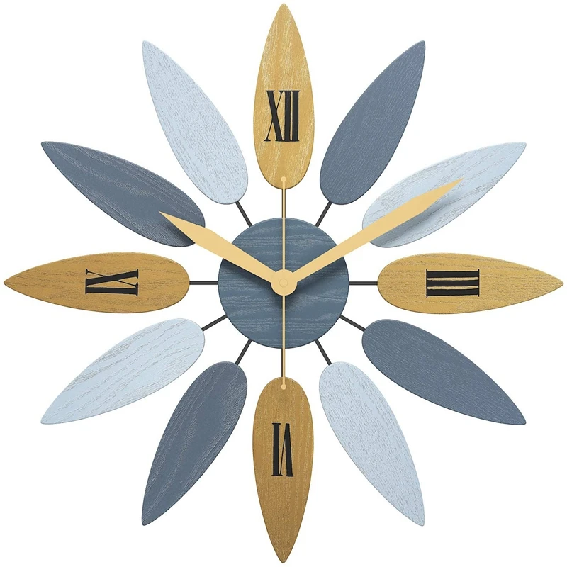 

Large Modern Wall Clock 20 Inch Art Wall Clock, Leaf Shape Silent Quartz Movement Wall Clock for Decorating Living Room