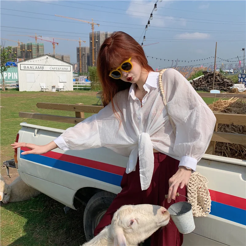 Летние женские топы и блузки дикая свободная тонкая рубашка ярких цветов с