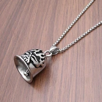 free shipping punk 316l stainless steel silver color black skull head bell pendant new arrival jingle figure jewelry