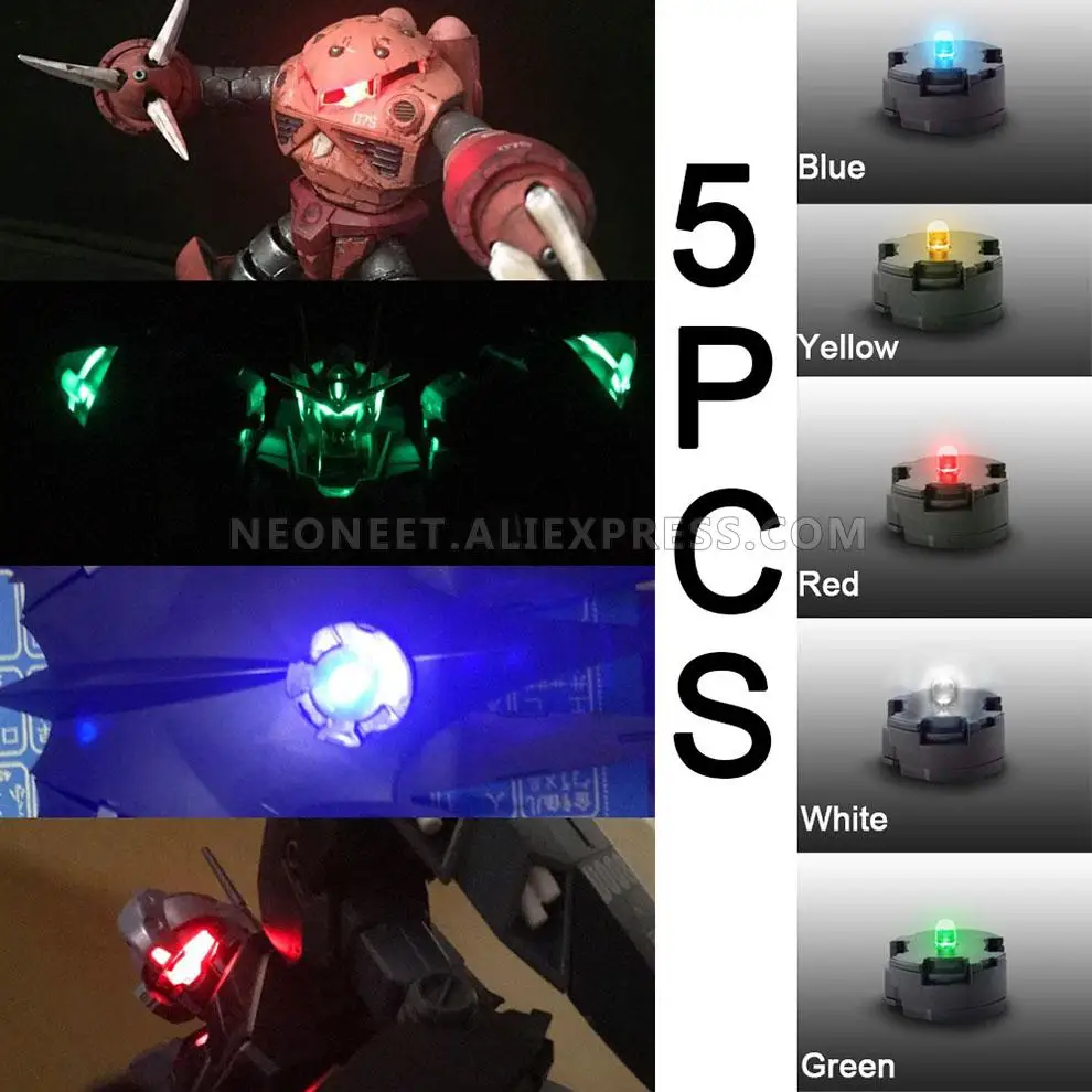 СВЕТОДИОДНЫЙ световой блок Gundam 5 шт. желтая/зеленая/красная/синяя/белая сборка