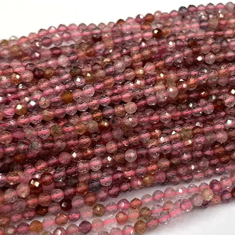 High quality Natural Genuine Spinel Spinelle шпинель Pink Purple Multicolour Faceted Small Round Beads 2mm 3mm 06383 | Украшения и