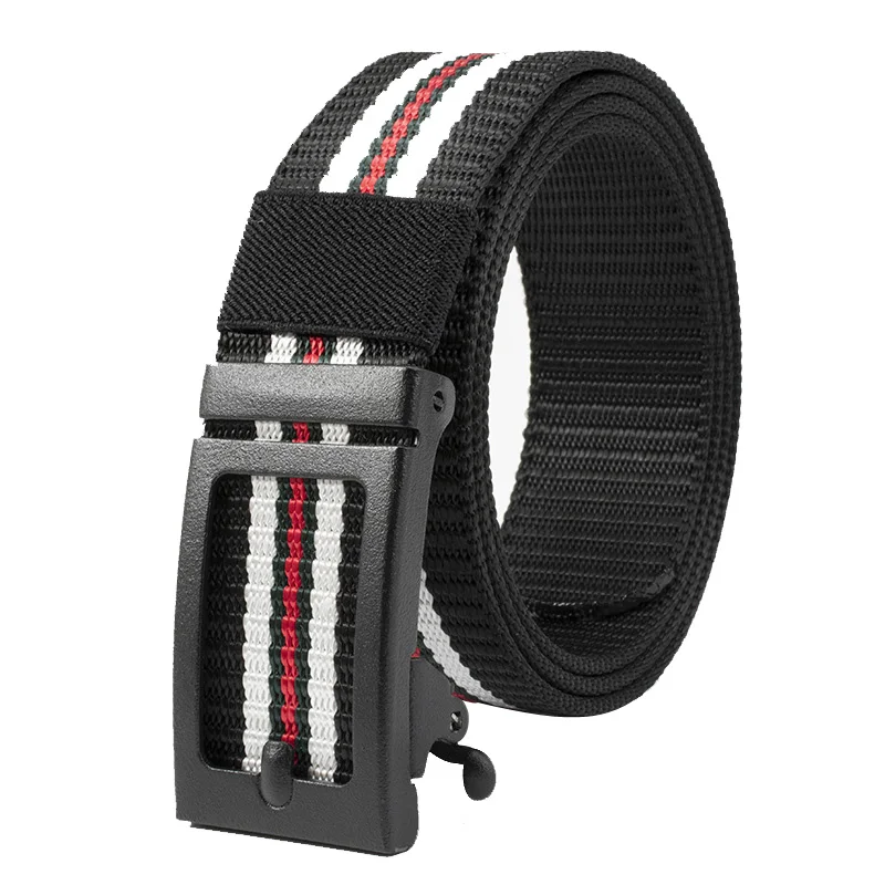 Men Belts Fashion Stripe Nylon Automatic Buckle Men's Belt Outdoor Casual All-Match Men Canvas Belt Multifunctional Sports Belt