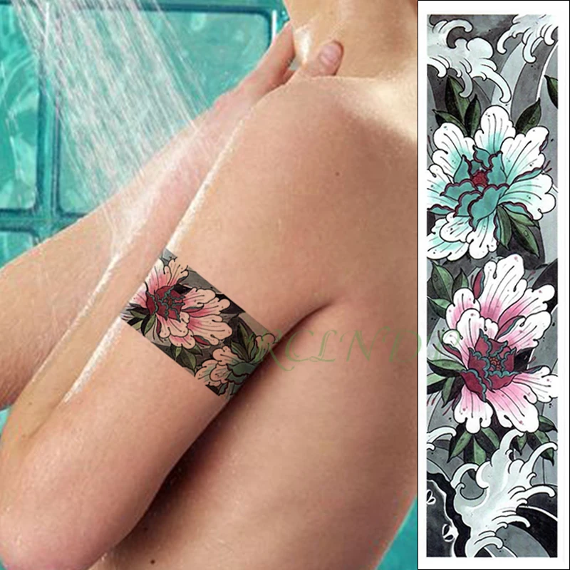 Временный водонепроницаемый наклейка для татуировки "Классический цветочный волнообразный браслет" фальшивая татуировка для создания индивидуального стиля на руке, ноге и теле для девушек, женщин и мужчин.