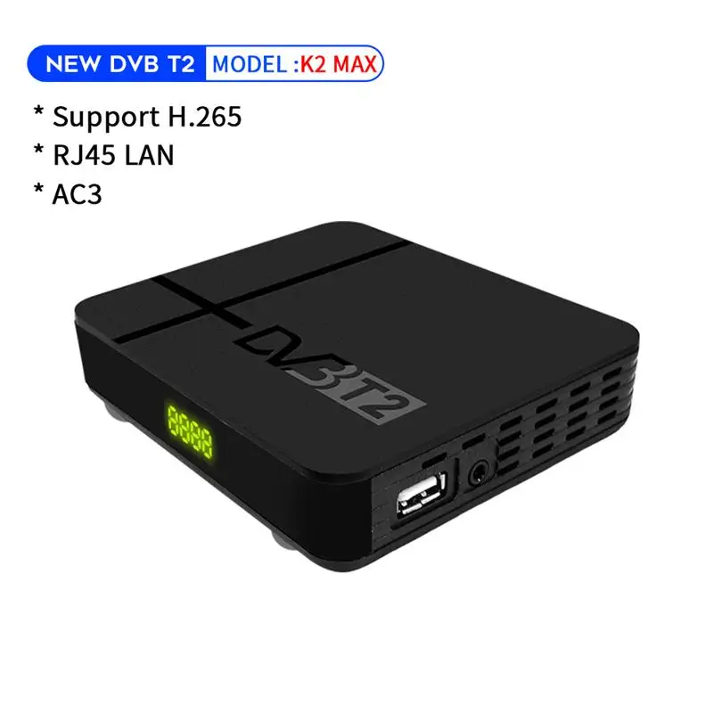 K2 MAX Vmade полностью HD 1080p цифровой DVB-T2 K2 MAX наземный ТВ-тюнер H.265/HEVC встроенный RJ45 LAN Поддержка IP tv DVB T2 телеприставка - Цвет: K2 MAX