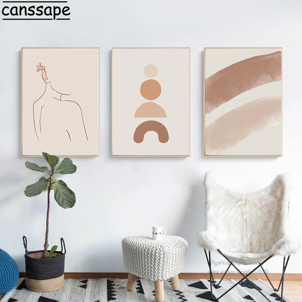 Abstract Canvas Painting Line Girl Back Posters Rainbow Print Boho Wall Prints Modern Art Picture Living Room Decoration | Дом и сад