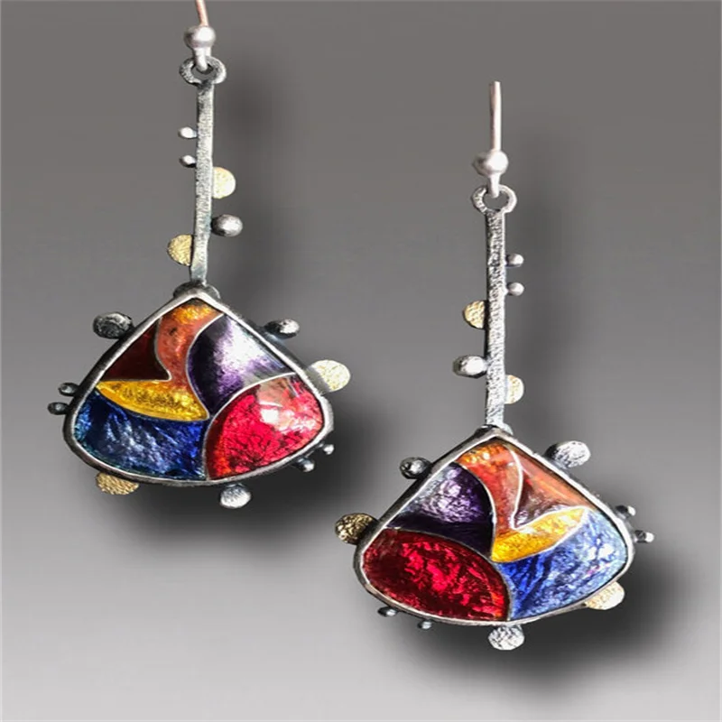 

Earrings 2021 trend Crystal clear enamel earrings Bohemian drop-shaped shiny colorful sexy Woman earring Wholesale