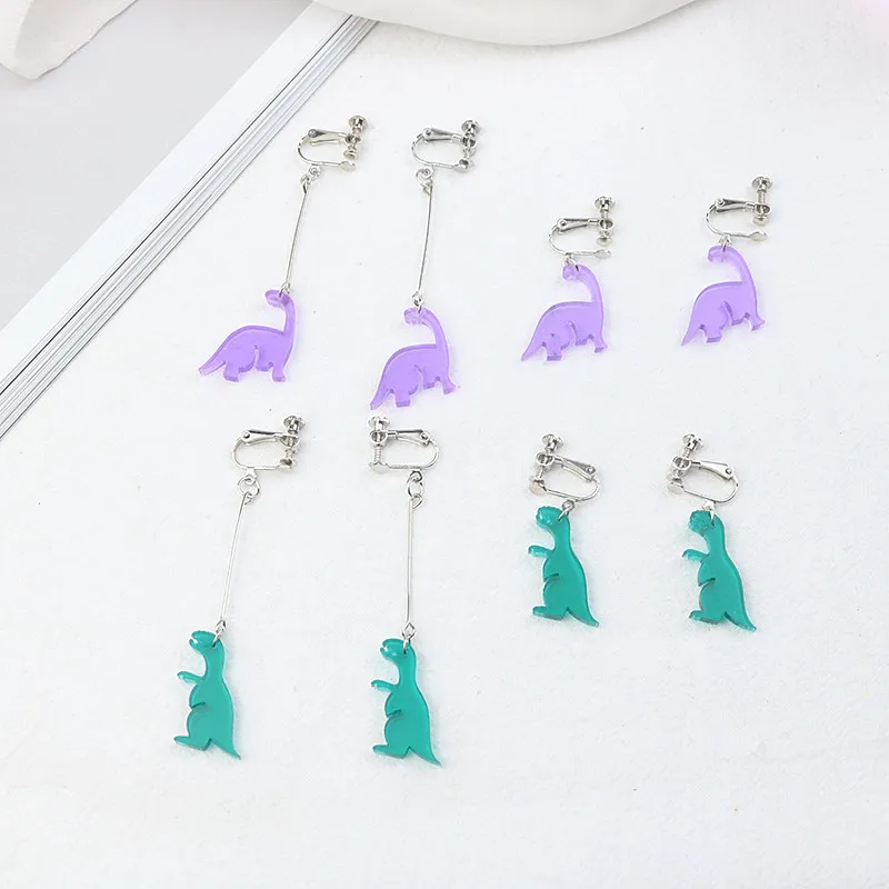 

SNCSDK 2020 trend Retro simple Women dangle earrings long dinosaur acrylic animal wild summer funny new earrings