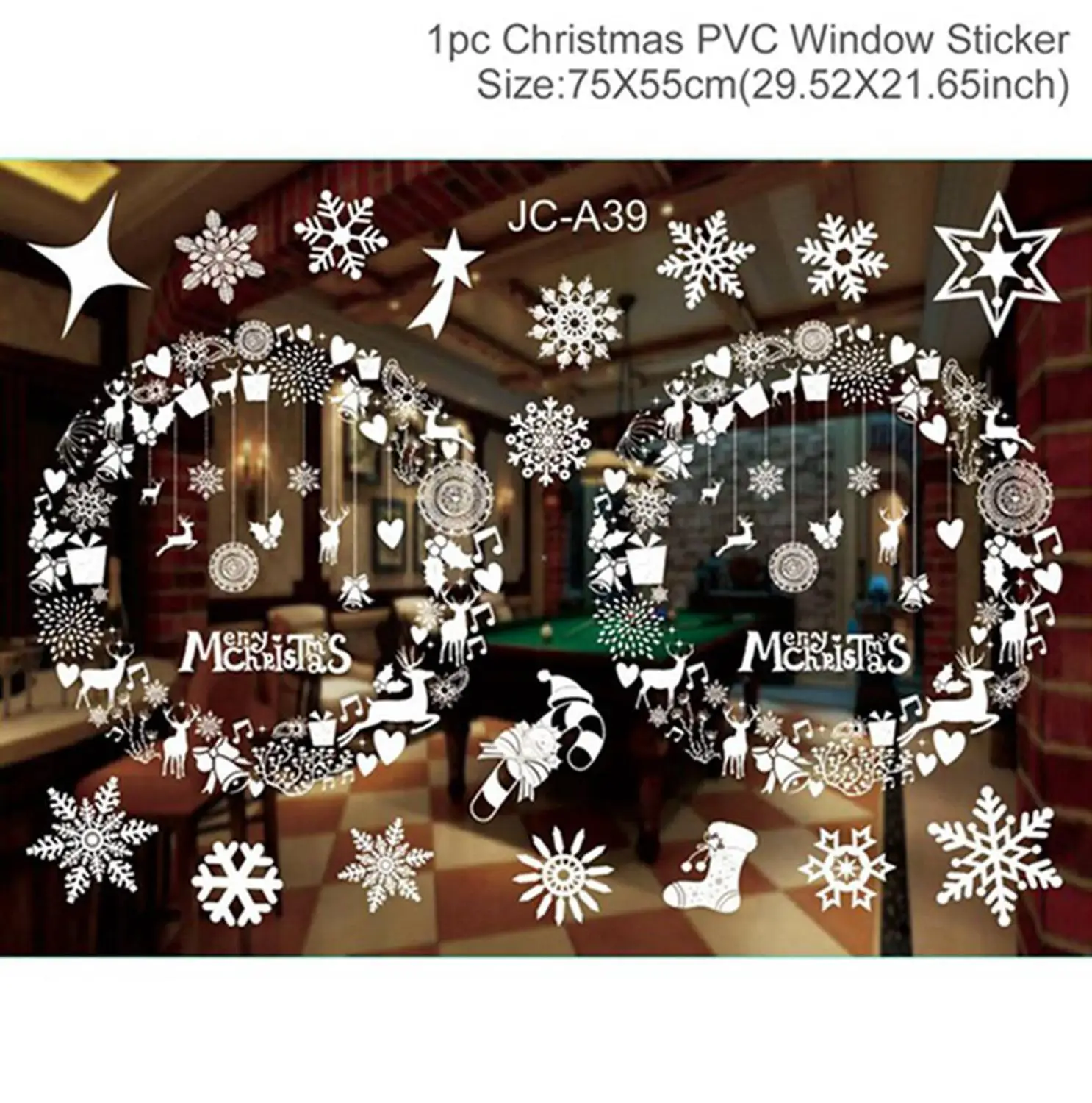 Window Sticker K Рождественская гирлянда, наклейки на окна, настенные рождественские украшения для дома, Рождественский Декор, Санта Клаус, счастливый год - Цвет: Window Sticker K