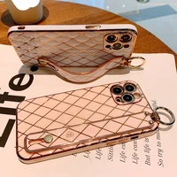 wrist strap electroplated phone case for iphone 12 11 13 pro max xr xs max x 7 8 plus se 2020 mini soft shockproof cases cover