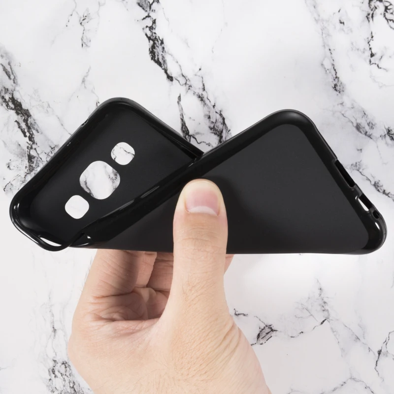 Black Soft Silicone Деревянный чехол для телефона из искусственной кожи для Samsung Galaxy E5 флип чехол для Samsung Galaxy E5 бизнес Чехол Мягкий силиконовый чехол - Цвет: Black Soft Silicone