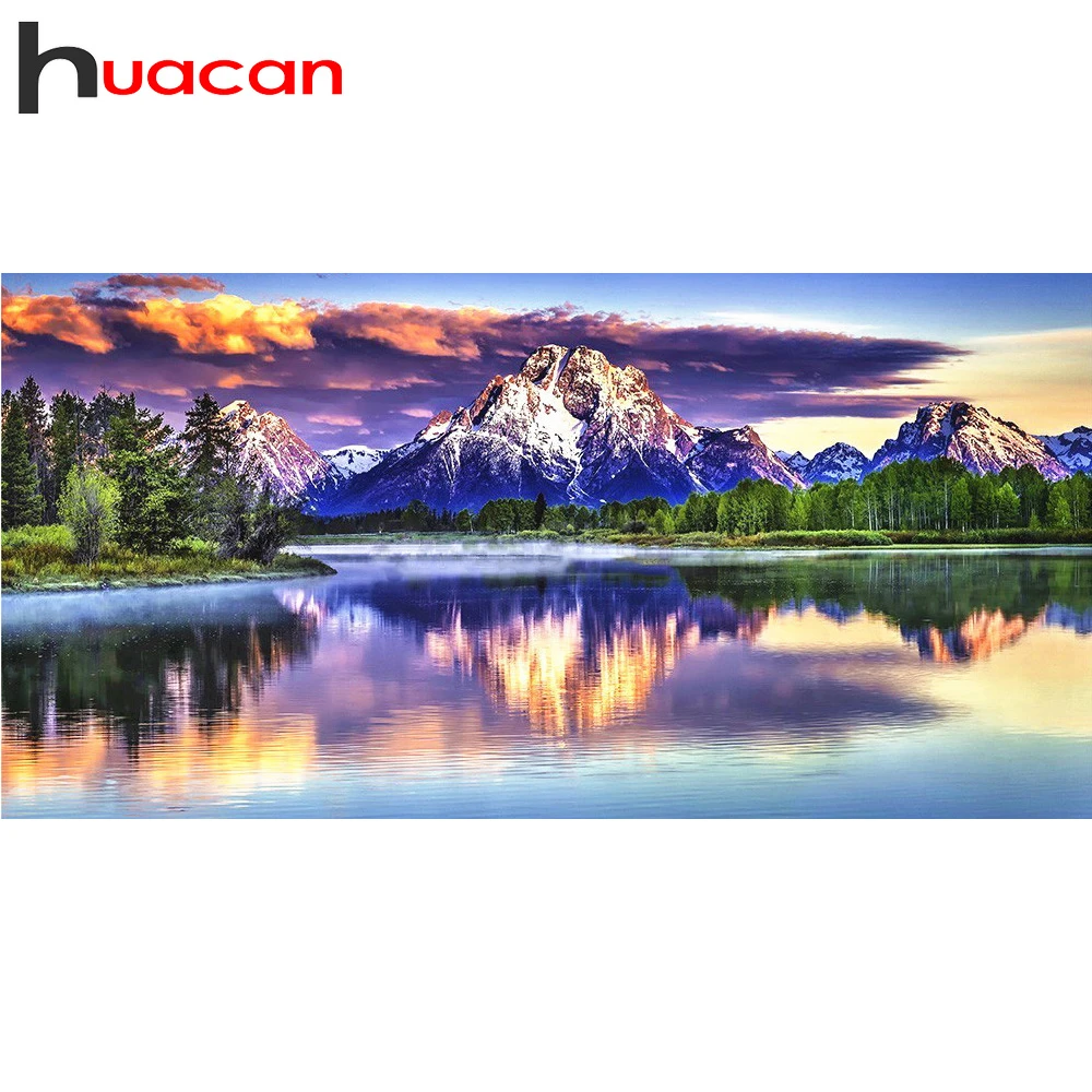 Huacan Алмазная вышивка природа Полная площадь 5д алмазная мазайка горы живопись