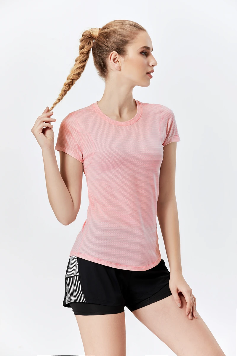 

Summer Yoga Shirt Sport Running Quick Dry Tank Elastic Fitting Tshirt Fitness Women GYM Top Clothing Workout T Shirt Wear