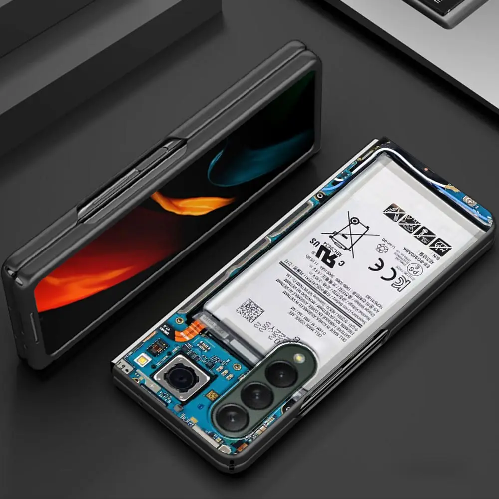 Чехол в стиле ретро для Samsung Galaxy Z Fold 3 Funda чёрный Жесткий ПК ZFold3 Роскошный чехол -