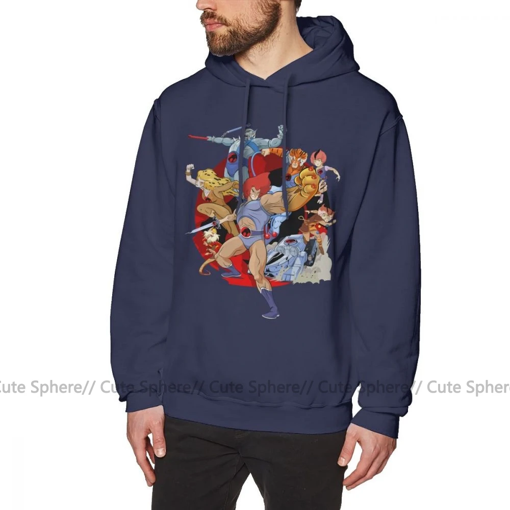 Thundercats Толстовка Толстовки Thundercats Белый Свободный пуловер толстовка с капюшоном с длинными Длина свободный хлопковый комплект для мальчиков осенний шерстяной милые толстовки - Цвет: Navy Blue