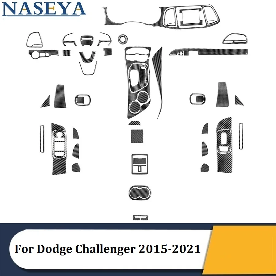 For Dodge Challenger 2015 2016 2017 2018 2019 2020 2021 Car Interior Accessories Carbon Fiber Black Stickers