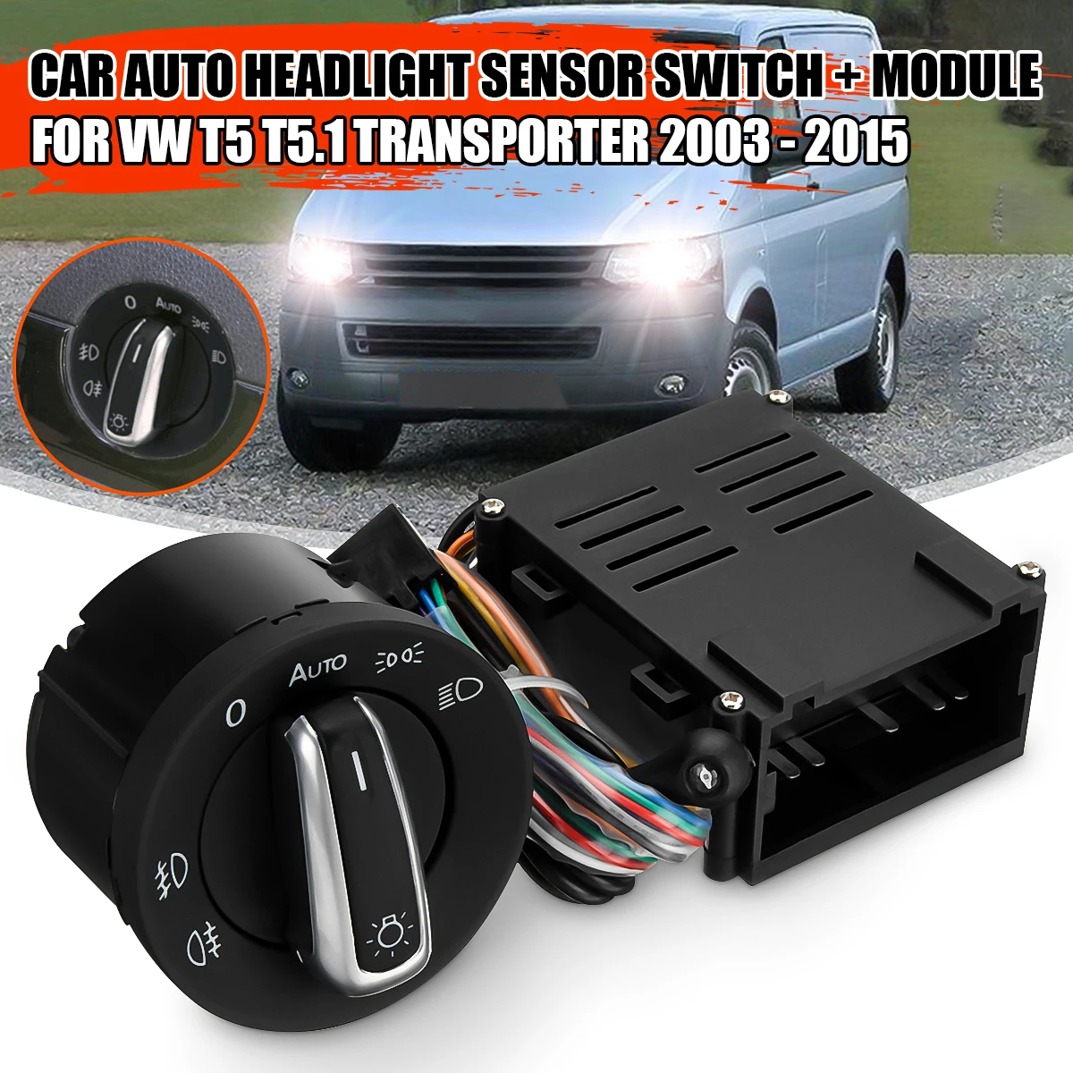 

Car Auto Headlight Sensor HeadLamp Switch + Control Module for VW T5 T5.1 Transporter 2003-2015