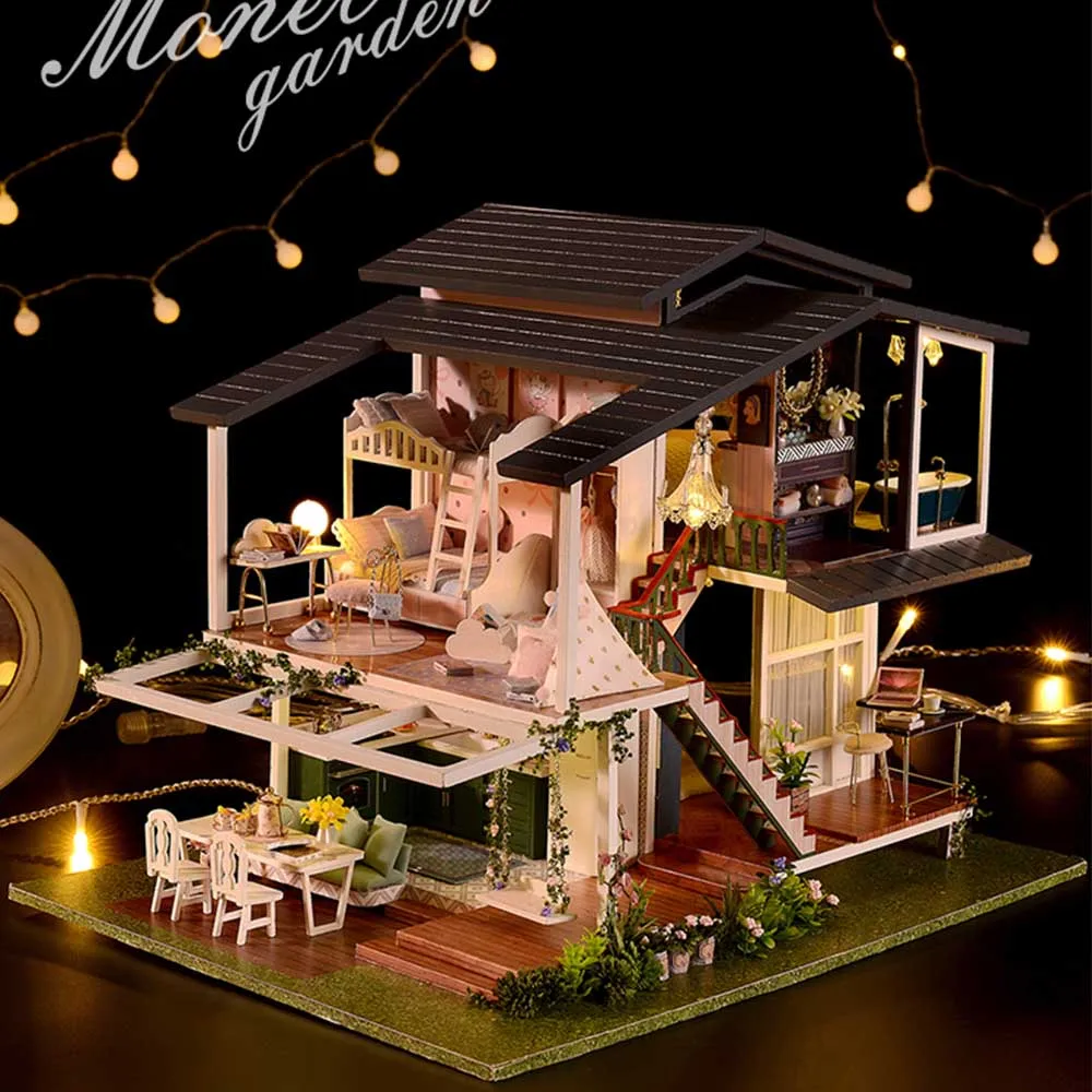 

Деревянная музыкальная шкатулка «сделай сам» для кукольного домика, модель 3D дома ручной работы, музыкальные шкатулки, украшения для спальни, настольные украшения, подарки на день рождения