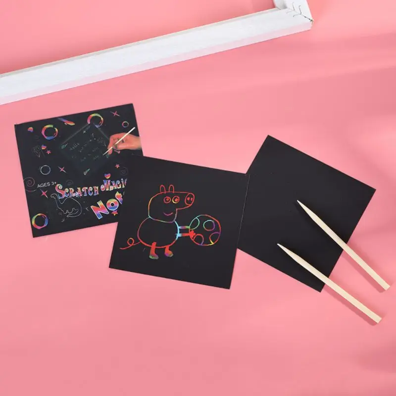 Царапина Радуга художественная коробка наклейки мини заметки ручной работы