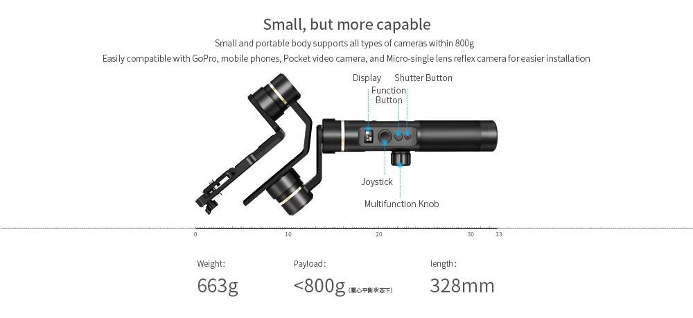 Feiyu G6 плюс 3-осевой ручной шарнирный стабилизатор для камеры GoPro для однообъективного цифрового зеркального Камера s Смартфон экшн-Камера в 800g защита от брызг