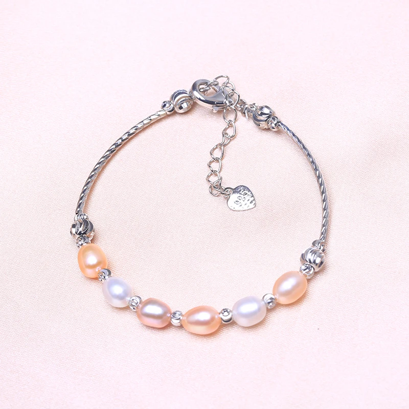 Женский браслет из серебра 925 пробы с натуральным пресноводным жемчугом |