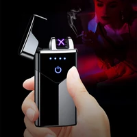 2020 new dual arc usb lighter rechargeable electronic lighter led screen cigar plasma power display pulse thunder lighter